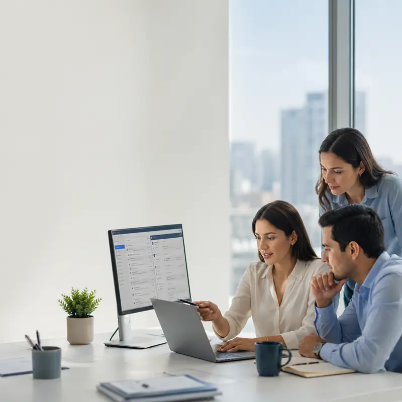 Equipo de oficina usando Microsoft 365 en empresa de Lima — CHEK Soluciones Digitales